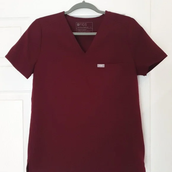 Figs Deep Red Scrub Set (Top & Pants) - Picture 4 of 6